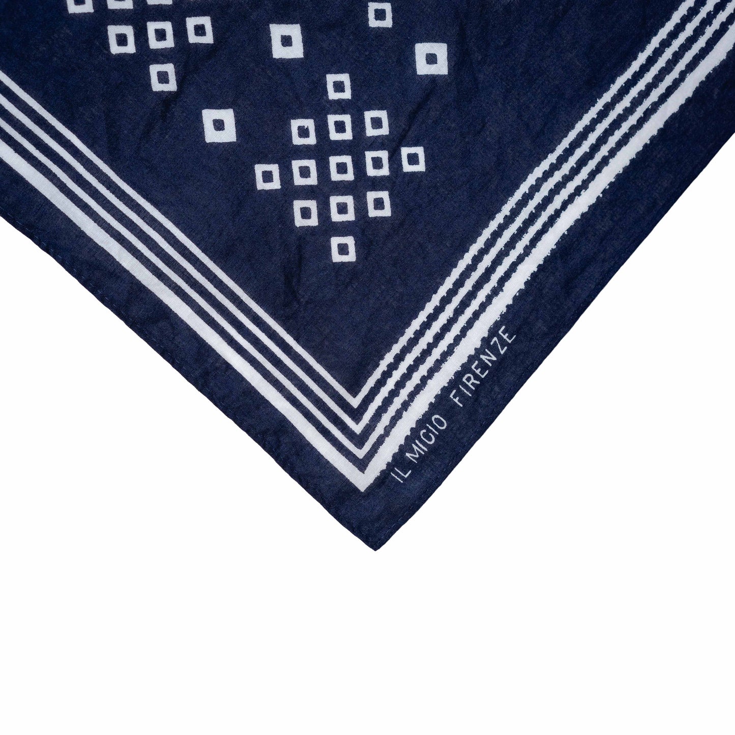 Il Micio Florence Luxury Fashion Brand Bandana Dot Navy Detail Corner