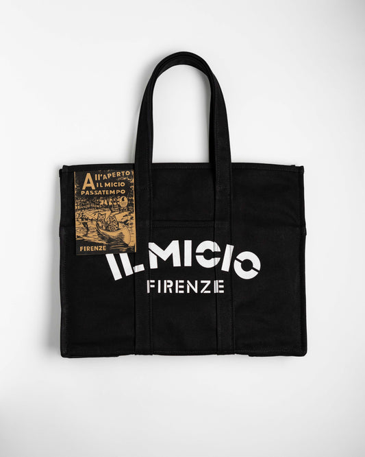 V-1/TOTE BAG WITH POUCH/CANVAS NERA